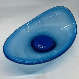 Vintage Holmegaard ‘Selandia’ MCM Blue Oval Glass Bowl Circa 1950s